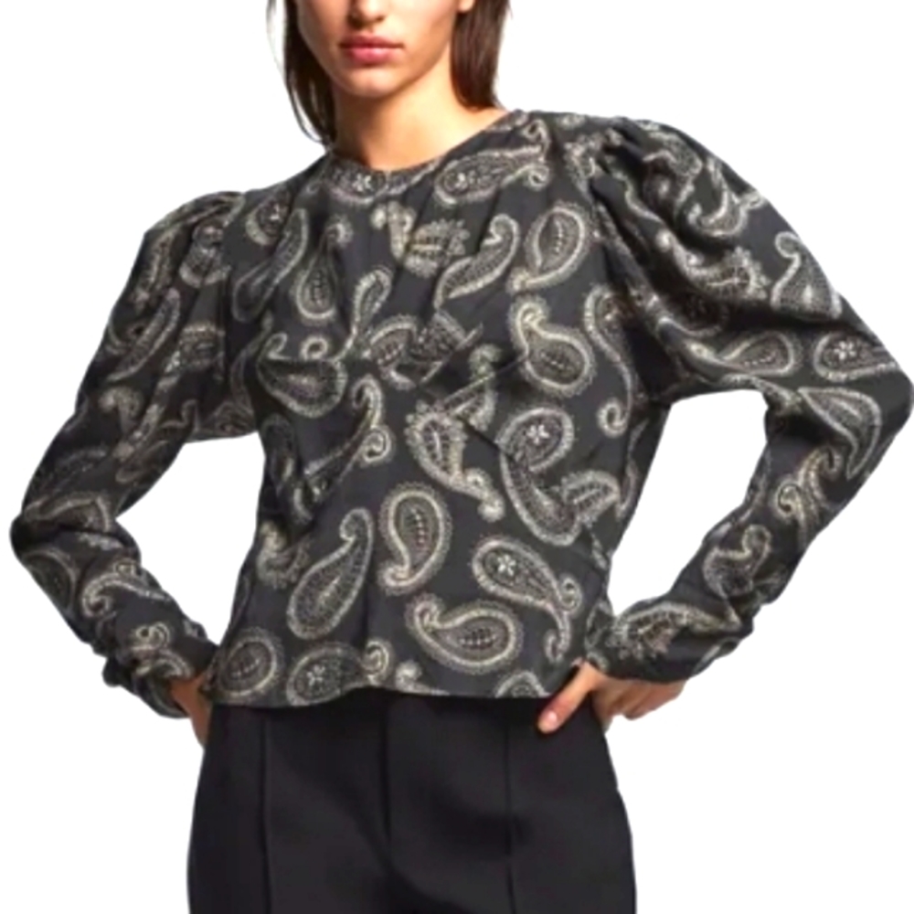 ZARA printed paisley long sleeves top size Medium  NEW